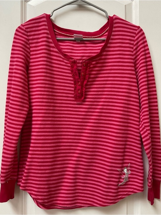 Tops - Disney Tinker Bell Pink Striped Henley